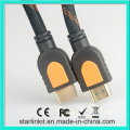 Câble HDMI haute vitesse 3D 4k plaqué or Orange noir